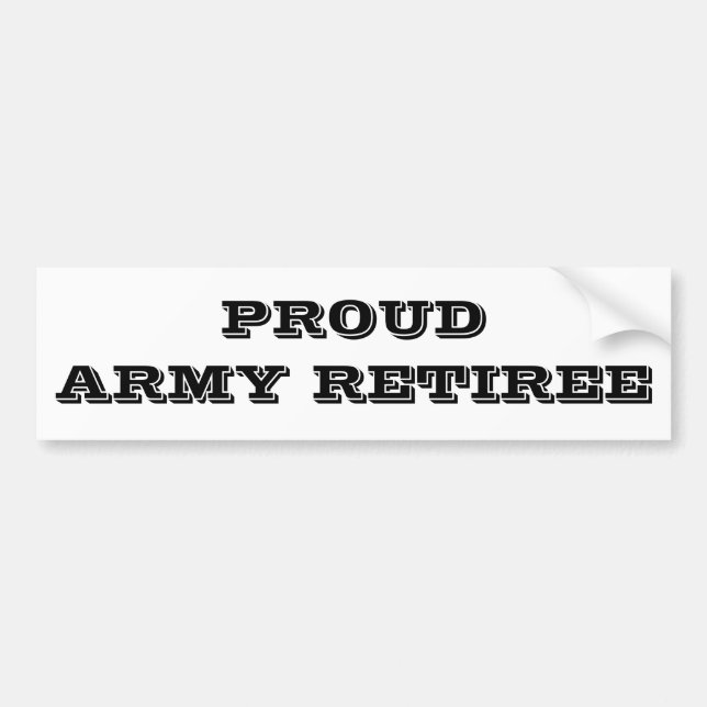 Bumper Sticker Proud Army Retiree (Front)
