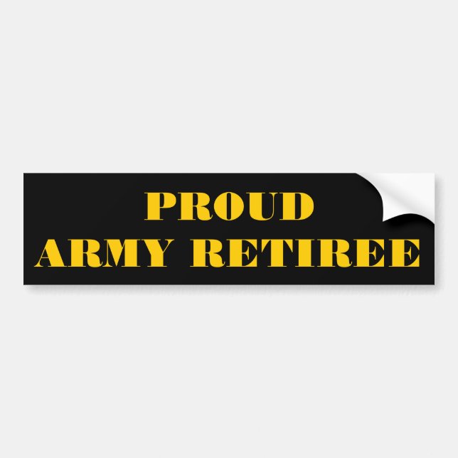 Bumper Sticker Proud Army Retiree (Front)