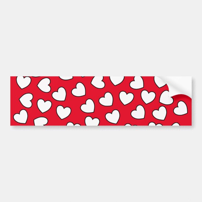 Bumper Sticker Red White Hearts (Front)