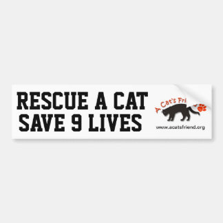 Bumper Sticker: Rescue a Cat Save 9 Lives Bumper Sticker