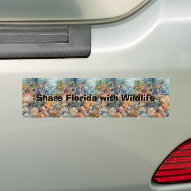 Bumper Sticker Share Florida with Wildlife Shells (On Car)