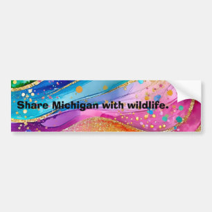 Bumper Sticker Share Michigan with Wildlife