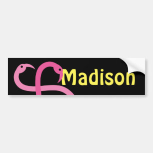 Bumper Sticker Visual Fun Madison Pink Flamingos