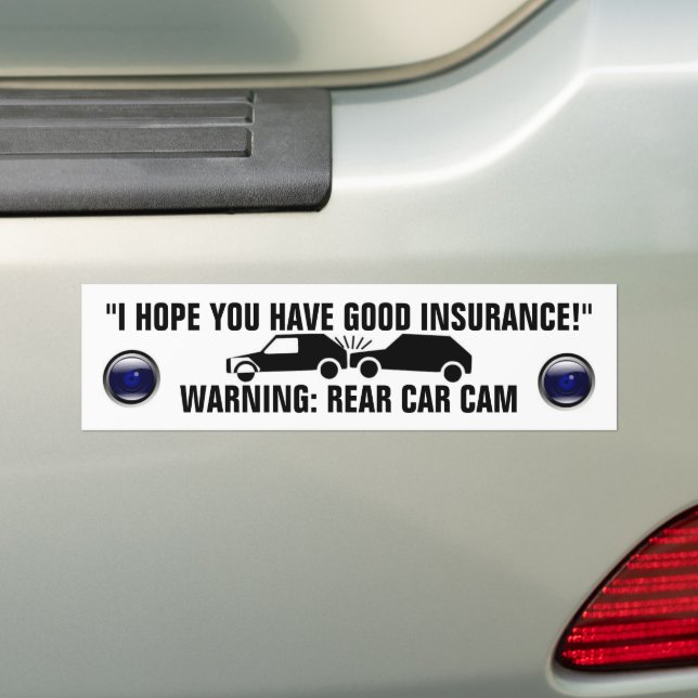 BUMPER STICKER WARNING REAR CAR-CAM (On Car)