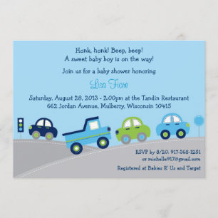 Bumper to Bumper Car Truck Baby Shower Invitations