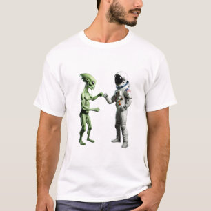 Bumping Fists, Astronaut & Alien T-shirt  Sci-fi 