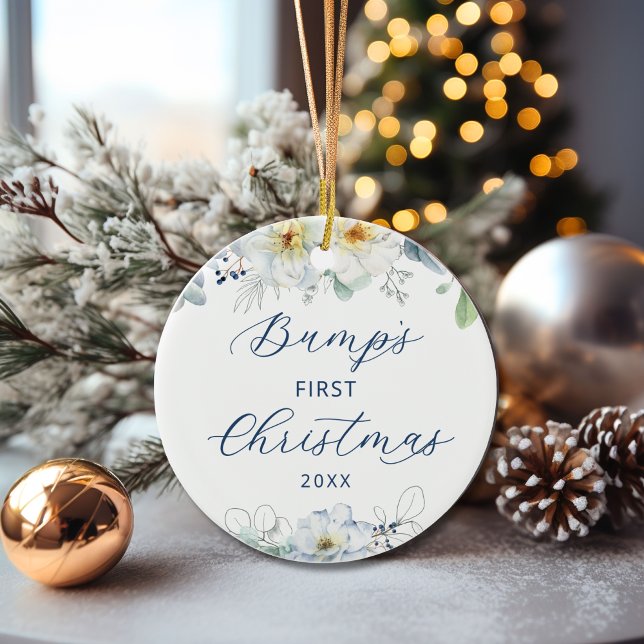 Bump's First Christmas Floral Holiday Ceramic Tree Decoration (Creator Uploaded)