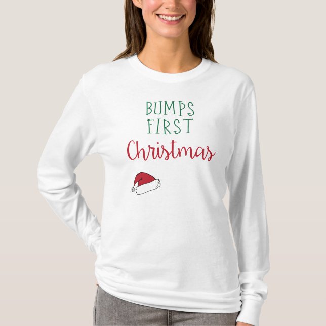 Bump's First Christmas Long Sleeve Maternity Shirt (Front)