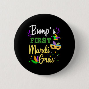 Bump's First Mardi Gras Pregnancy New Orleans  6 Cm Round Badge