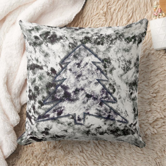 Bumpy spongy texture mix in grey white pine design cushion (Blanket)