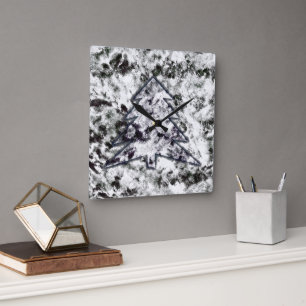 Bumpy spongy texture mix in grey white pine design square wall clock