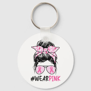 Bun Gles Wear Pink Cute Breast Cancer Awareness Key Ring