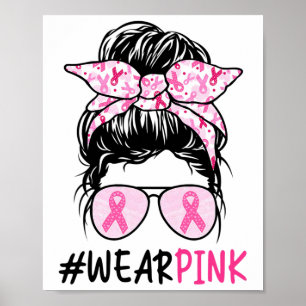 Bun Gles Wear Pink Cute Breast Cancer Awareness Poster