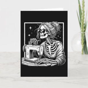 Bun Hair Skeleton Sewer Quilter Halloween Sew Wome Card