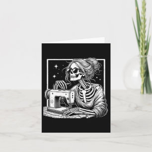 Bun Hair Skeleton Sewer Quilter Halloween Sew Wome Card