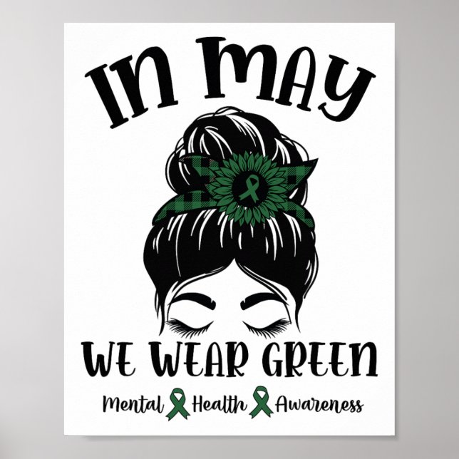 Bun In May We Wear Green Mental Health Awareness M Poster (Front)