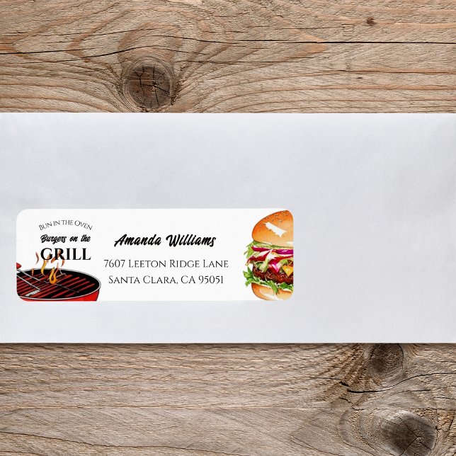 Bun in Oven BBQ Burger Grill Baby Shower Address (Creator Uploaded)