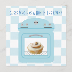 Bun In The Oven Baby Boy Blue Baby Shower Invitation