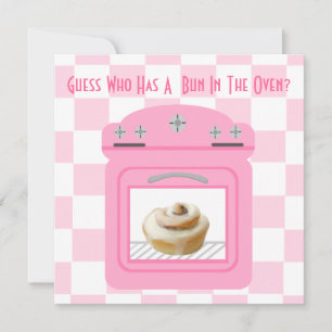 Bun In The Oven Baby Girl Pink Baby Shower Advice Card