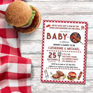 Bun In The Oven Baby-Q Barbecue Baby Shower Invitation