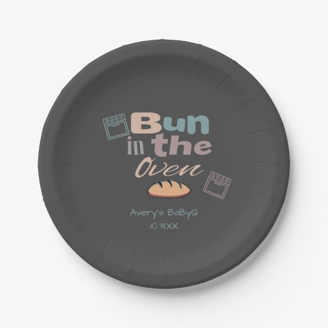 Bun In The Oven BaBy Q Shower  Paper Plate (Front)