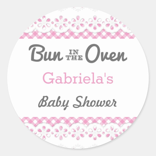Bun In The Oven Baby Shower Favour Sticker (Front)