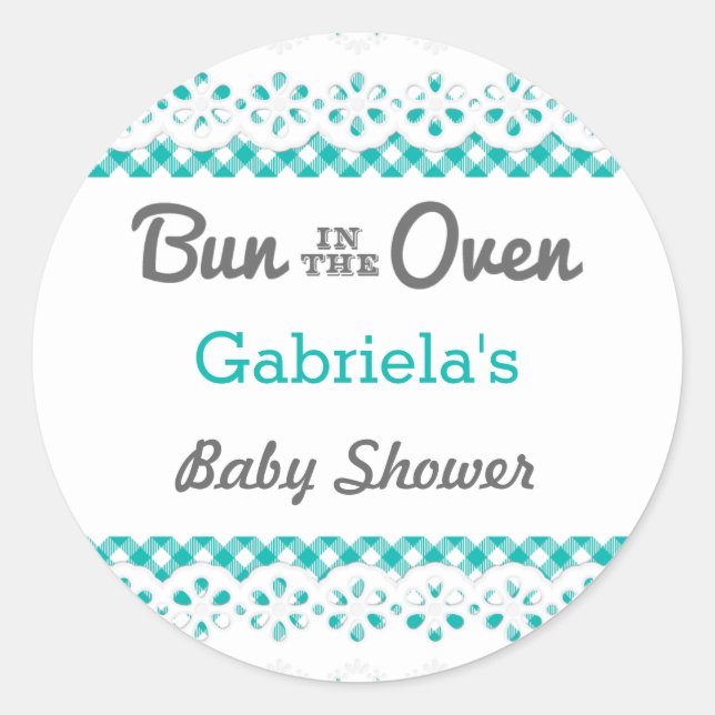 Bun In The Oven Baby Shower Favour Sticker (Front)