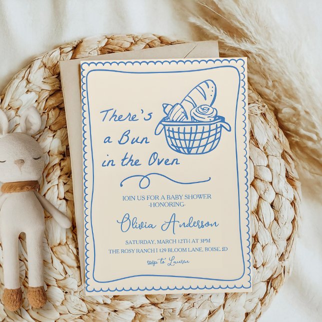 Bun in the Oven Baby Shower Hand Drawn Baking Invitation (Creator Uploaded)