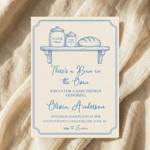 Bun in the Oven Baby Shower Hand Drawn Baking Invitation