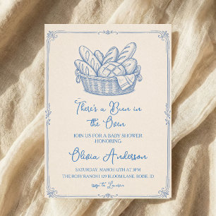 Bun in the Oven Baby Shower Hand Drawn Baking Invitation