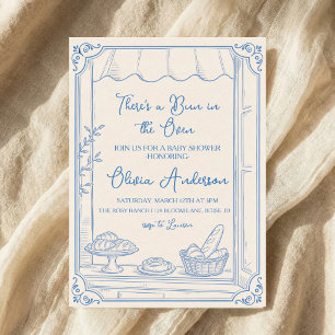 Bun in the Oven Baby Shower Hand Drawn Baking Invitation