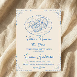Bun in the Oven Baby Shower Hand Drawn Baking Invitation