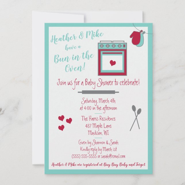 Bun in the Oven Baby Shower Invitation (Front)