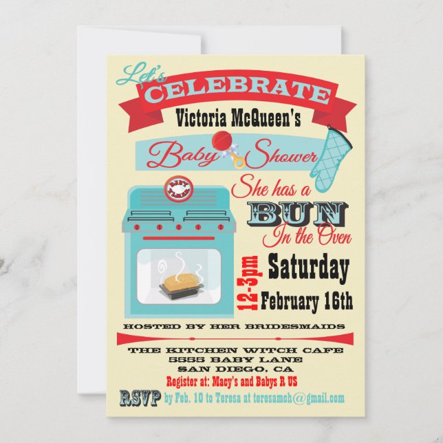 "Bun in the oven" Baby Shower Invitations (Front)