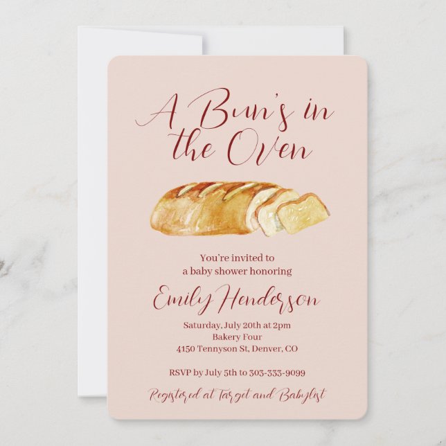 Bun in the Oven Bakery Baby Shower Invitation (Front)