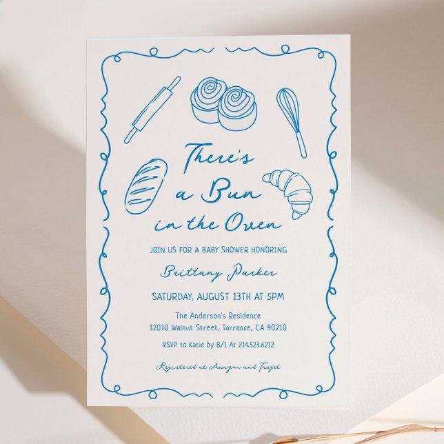 Bun in the Oven Bakery Boy Baby Shower Invitation (Creator Uploaded)