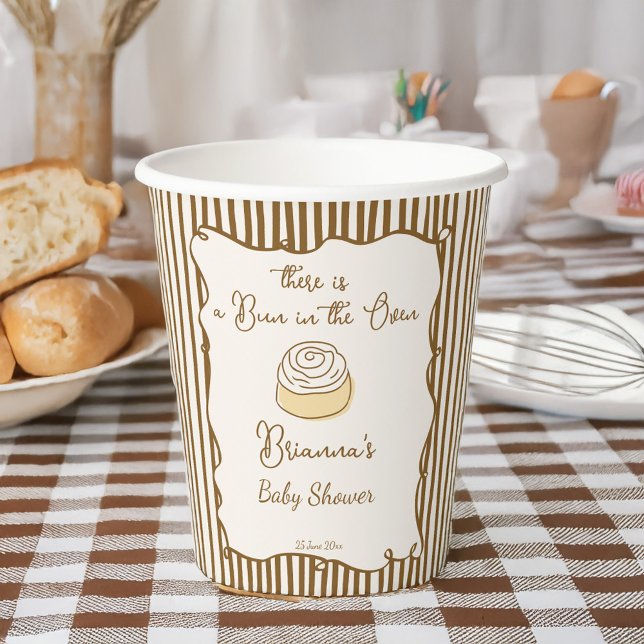 Bun in the oven baking baby shower monogrammed paper cups (Bun in the oven baking baby shower monogrammed paper cups personalized baby shower table decor)