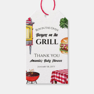 Bun in the Oven BBQ Burger on Grill Baby Shower Gift Tags