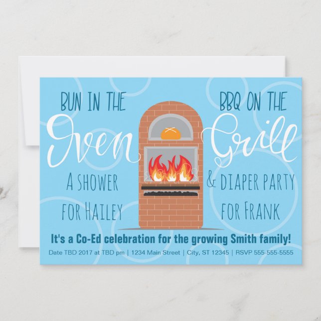 Bun in the Oven/BBQ on the Grill Co-ed Party Invitation (Front)
