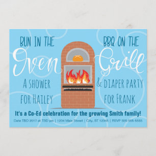Bun in the Oven/BBQ on the Grill Co-ed Party Invitation