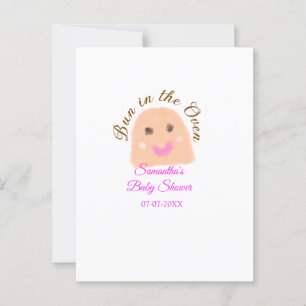 Bun in the oven beige dumpling baby shower pink br postcard