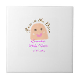 Bun in the oven beige dumpling baby shower pink br tile