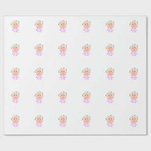 Bun in the oven beige dumpling baby shower pink br wrapping paper