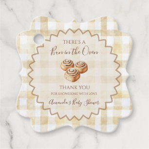 Bun in the Oven Beige Gingham Baby Shower Favour Tags