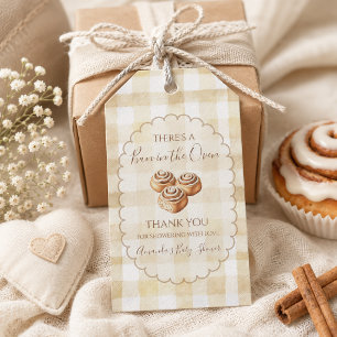 Bun in the Oven Beige Gingham Baby Shower Gift Tags