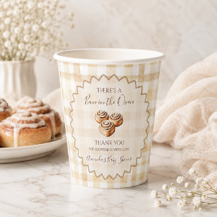 Bun in the Oven Beige Gingham Baby Shower Paper Cups