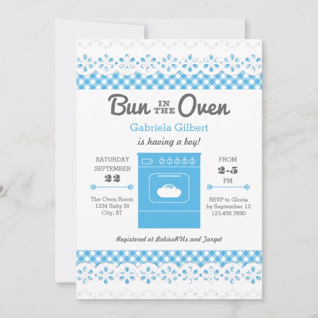 Bun In The Oven Boy Baby Shower Invitation (Front)