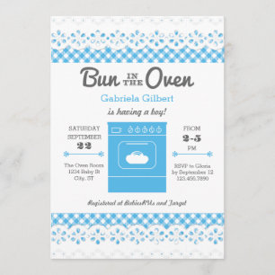 Bun In The Oven Boy Baby Shower Invitation