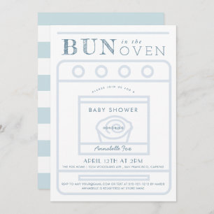 Bun in the Oven Boy Blue Baby Shower Invitation