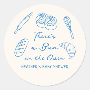 Bun in the Oven Bread Boy Baby Shower Classic Round Sticker